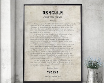 Dracula Print, Bram Stoker, Last Page, Book Page Print, Literary Art Print, Wall Art, Dracula Decor,  Gothic Literature, unframed