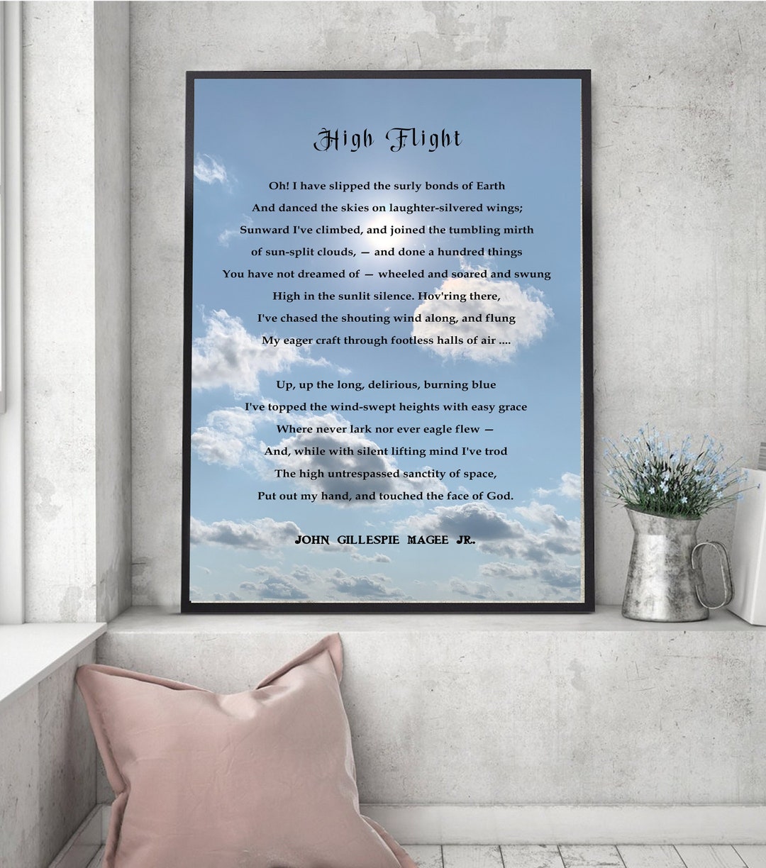 High Flight Poem, Aviation Sonnet Print, Wall Art, John G. Magee Jr ...