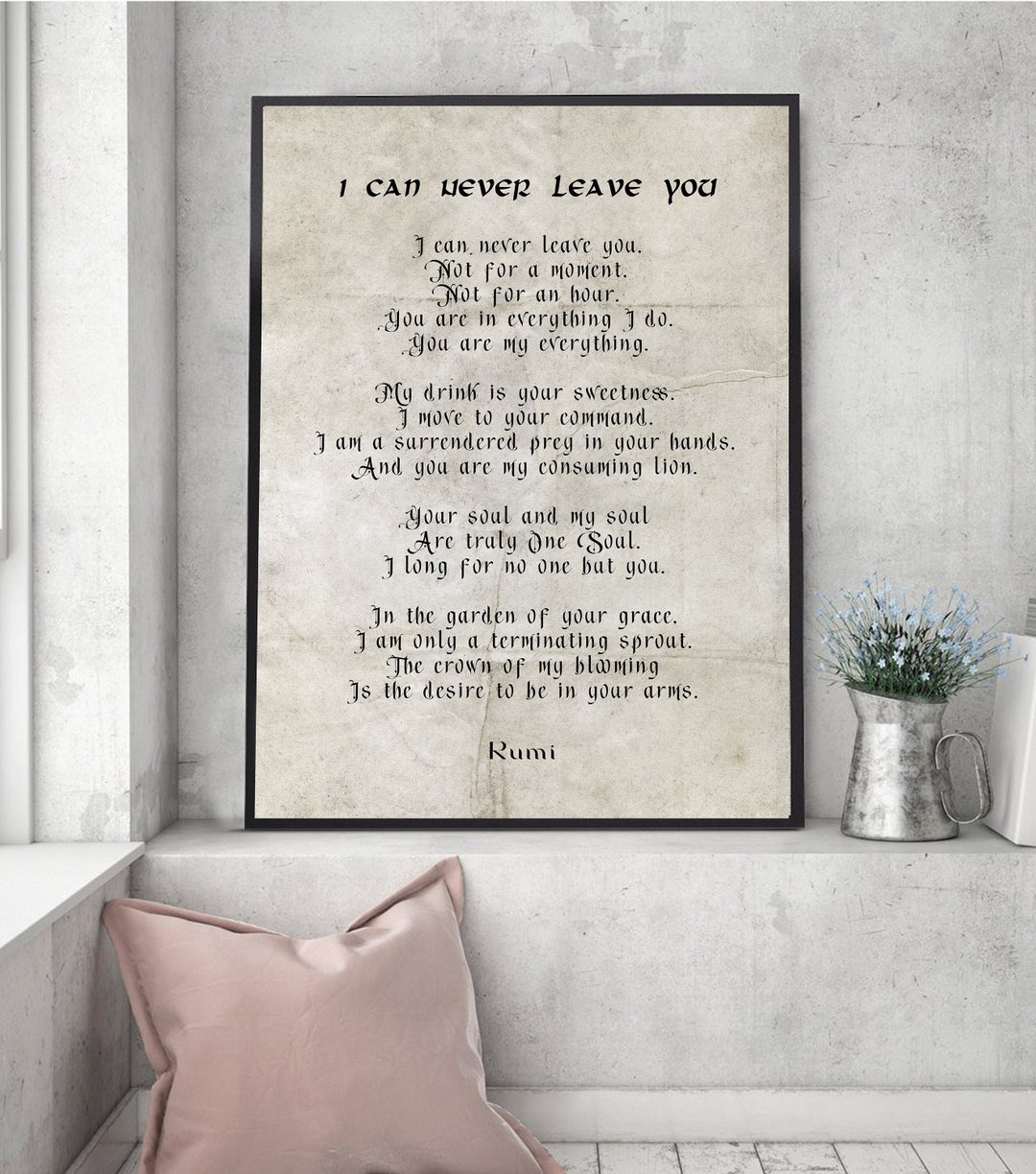 I Can Never Leave You Poem, Rumi Print, Wall Art, Book Page Print ...