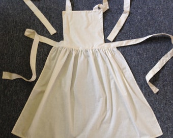 Handmade Ladies White Victorian Edwardian Style Maid Full Apron, size 6-10, 12-16, 18-22, 24-28