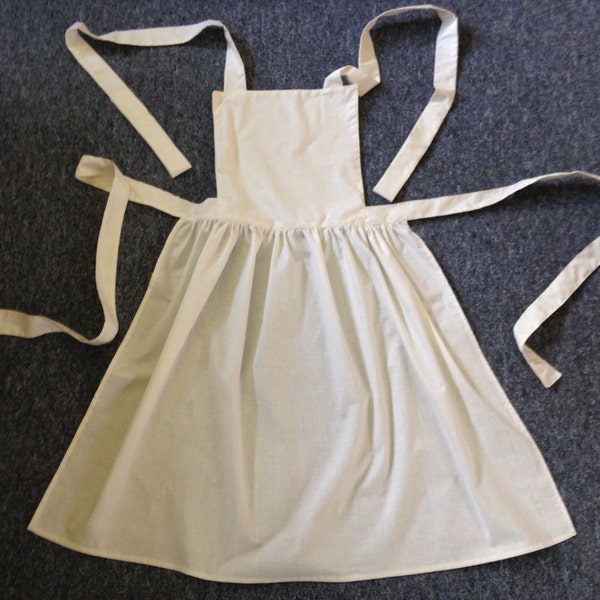 Handmade Ladies White Victorian Edwardian Style Maid Full Apron, size 6-10, 12-16, 18-22, 24-28