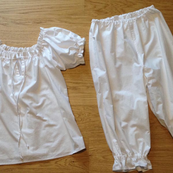 Victorian style pyjamas set camisole / negligee / top and bloomers / drawers / knickers / shorts, steampunk, sizes 4-30