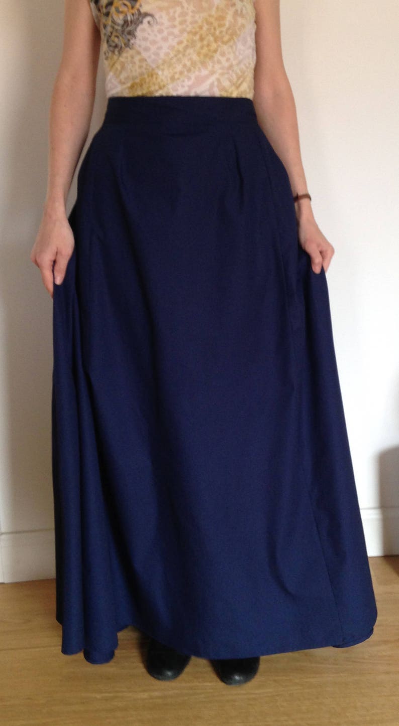 Late Victorian style 1890s ladies Skirt, full length, navy/royal blue, sizes 4-30 画像 4