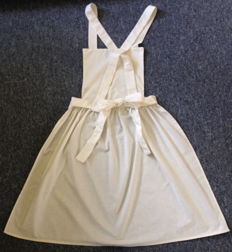 Handmade Ladies White Victorian Edwardian Style Maid Full Apron, size 6-10, 12-16, 18-22, 24-28 image 2