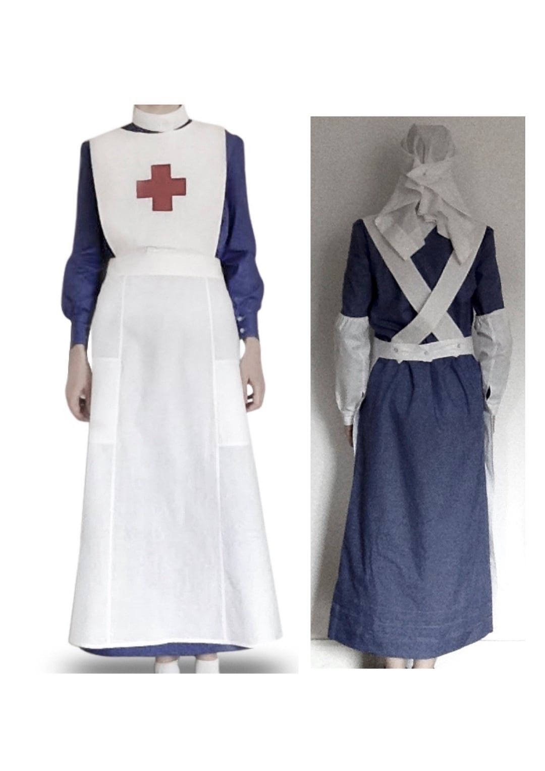 VAD Nurse Uniform Style WW1 WWI Historical Costume Dress Apron