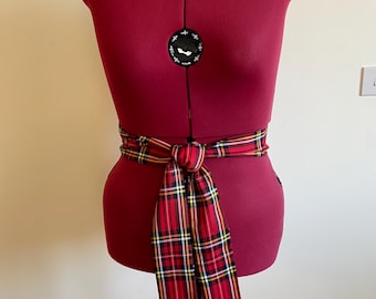 Christmas sash, belt,  Tartan Plaid Royal Stewart, 220 cm long, 8 cm wide
