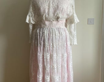 Edwardian early 20th century style evening dress (skirt, bodice, laced), new, sizes: 4-30