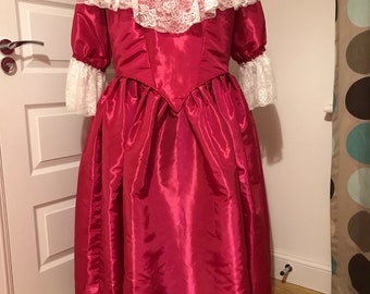 Victorian style Women girls Dress short puffy sleeve lace, historical costume, 1830-1840s, size 4-30
