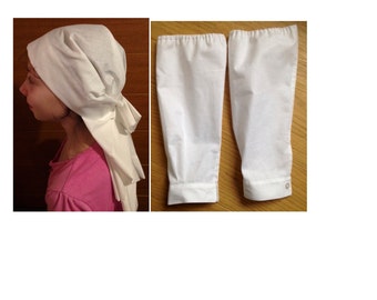 Handmade adult World War I style VAD Nurse Headscarf/Hat/Headgear/Veil and  sleeve protectors