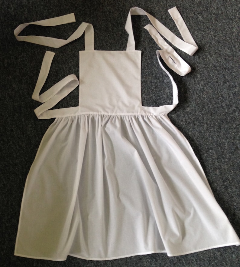 Handmade Ladies White Victorian Edwardian Style Maid Full Apron, size 6-10, 12-16, 18-22, 24-28 image 3