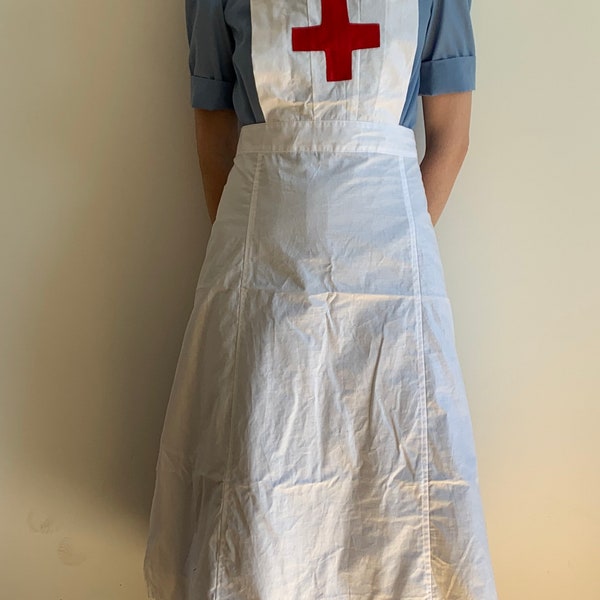Krankenschwester-Uniform-Schürze aus dem Zweiten Weltkrieg, handgefertigt, historisches Kostüm aus dem 2. Weltkrieg, neu, Größe 2–30