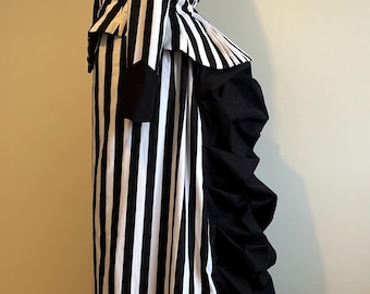 Victorian late 1880s-early 1890s style Day dress (bodice and skirt with drapes) , wide stripe, sizes 2-30