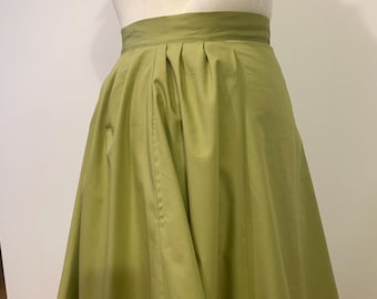 Early 1900s Style Fluted Cotton Skirt, Pleated Frill, Satin Ribbons, Full Length