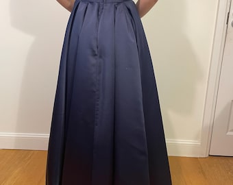 Late Victorian style (1890s) ladies Skirt, full length, center back pleats, silk/satin, plain, sizes 4-30