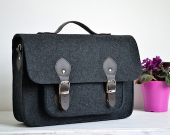 FELT MESSENGER BAG - Laptop Bag 15-Inch - Mens Messenger Bag - Custom Size Laptop Bag – Macbook 15-inch Bag - Messenger Bag  - Felt Satchel