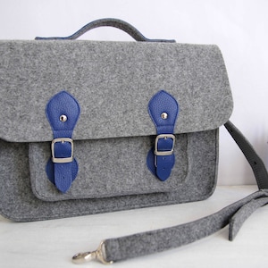 Bolso bandolera de fieltro para portátil: bolso de 15 pulgadas con detalles de cuero
