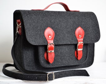 LAPTOP BAG 15-INCH - Bag for 15" laptop– Macbook Pro 15-inch Bag - Messenger Bag - Felt Crossbody Bag - Felt Satchel