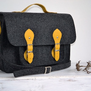 MESSENGER LAPTOP BAG – Messenger Leather Bag - Messenger Bags - 15-inch Laptop Bag - Felt Crossbody Bag - Felt Satchel