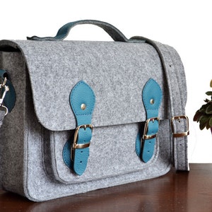 Vilten laptoptas: 13-inch, leren accenten