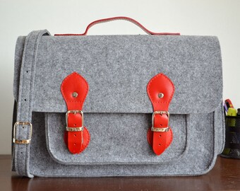 MESSENGER LEATHER BAG – Messenger Laptop Bag - Messenger Bags - 15-inch Laptop Bag - Felt Crossbody Bag - Felt Satchel