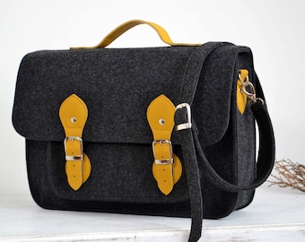 MESSENGER LAPTOP BAG 13-inch - Messenger Bags - 13-inch Laptop Bag - Felt Crossbody Bag - Custom Size  Laptop Bag - Felt Satchel