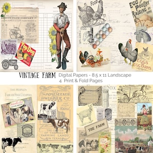 Vintage Farm Digital Papers: Junk Journal Printable (8.5x11) (Digital Download)