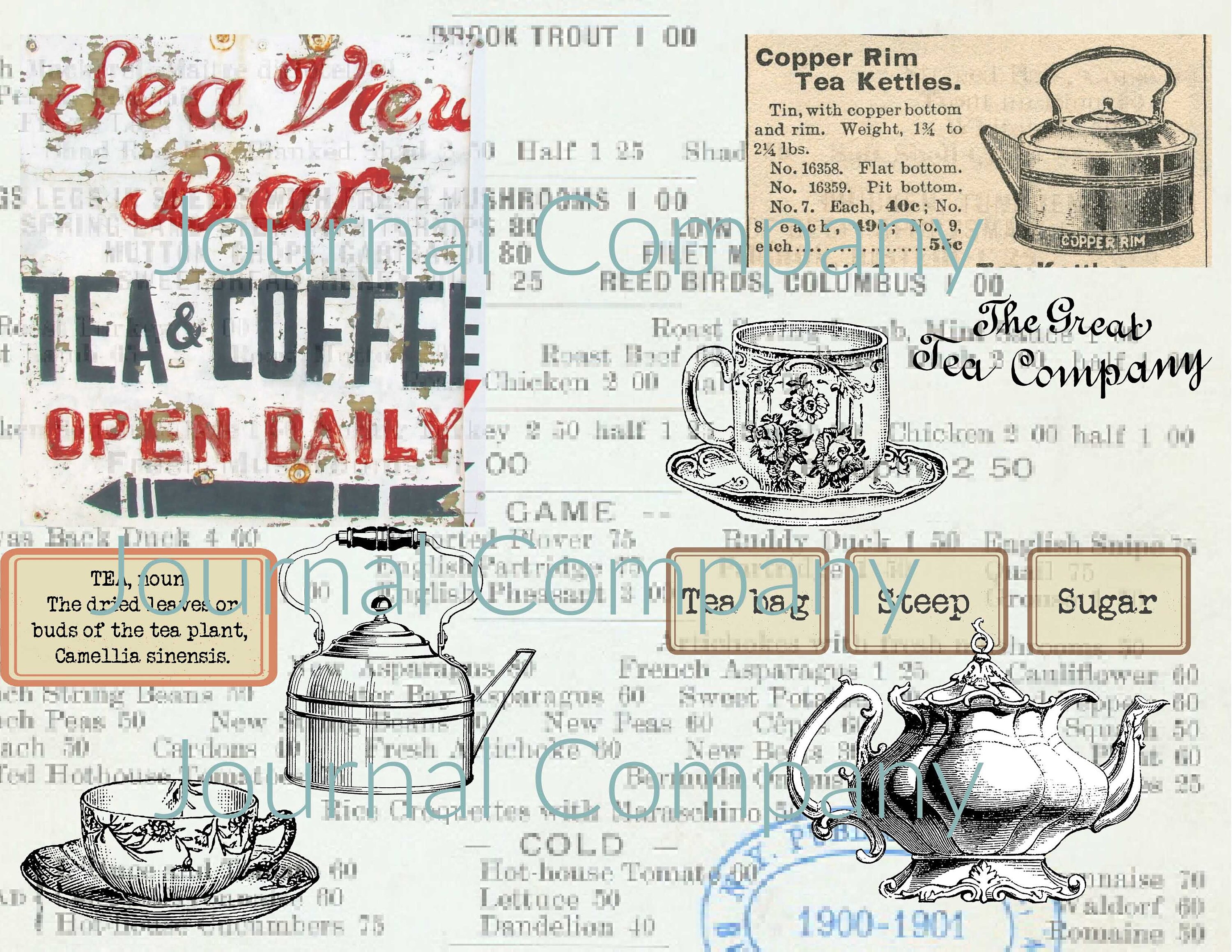 Vintage Tea Theme Digital Papers Digital Paper for Junk Etsy
