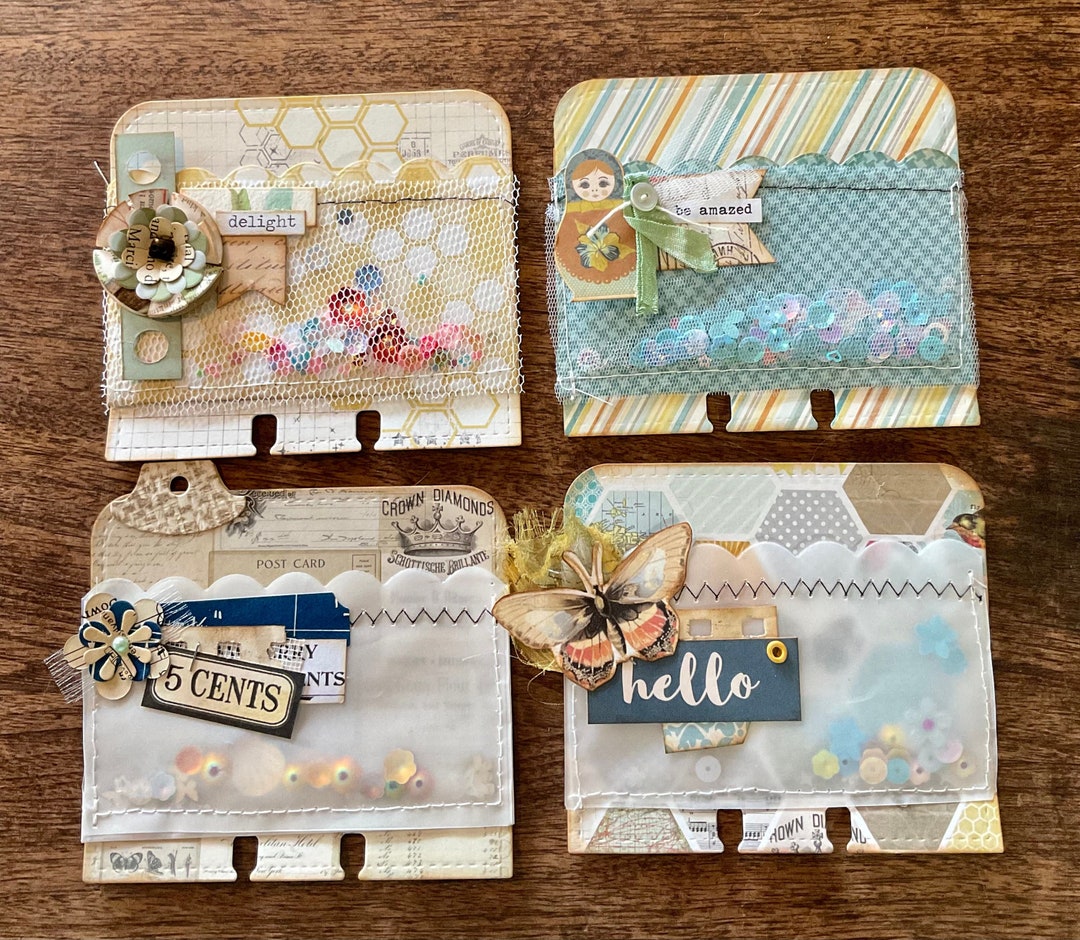 4 Shaker Library Rolodex Card Pocket Embellishment Set Etsy