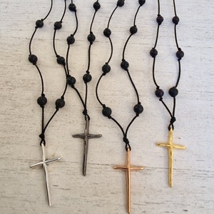 Cross necklace, religious necklace, confirmation gift, Christian religious jewelry, gold cross, rose gold cross, black cross, silver cross