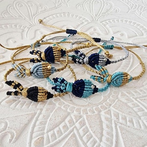Bracelet poisson en macramé : bijoux d'été bohème réglables