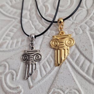 Greek Column Pendant Necklace, Greek jewelry, Ancient Greece, Greek mythology, Gold Silver column pendant, Greek History, unique gift
