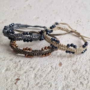 Macrame Bracelet, Hematite Bracelet, Gold Silver Bronze Macrame Bracelet, Adjustable Bracelet, Unique Bracelet, Greek handmade, Gift for her