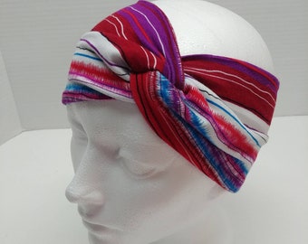 Twisted headband. Twist headband. Yoga headband. Striped headband. Hair band. Purple headband. Red headband. Twisted turban. Striped turban