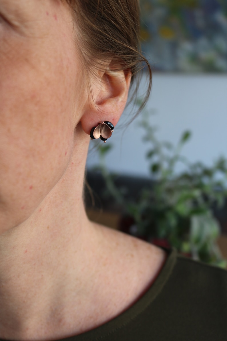 Rose gold /'Eucalyptus cluster/' earrings with labradorites