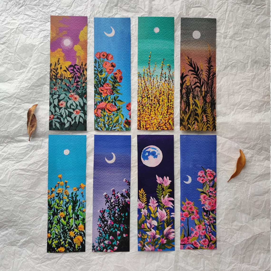 Moonart bookmarks Set of 8 Prints Etsy