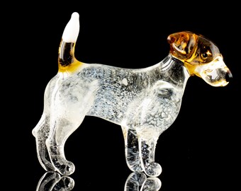 Blown Glass Jack Russell Terrier Art Murano Glass Dog Figurine Clear Jack Russell Terrier Gift Sculpture for Her Birthdays Gift Home