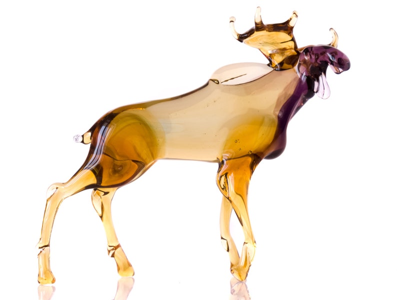 Glass Elk Figurine Collectible Realistic Wild Animal Statuette Etsy