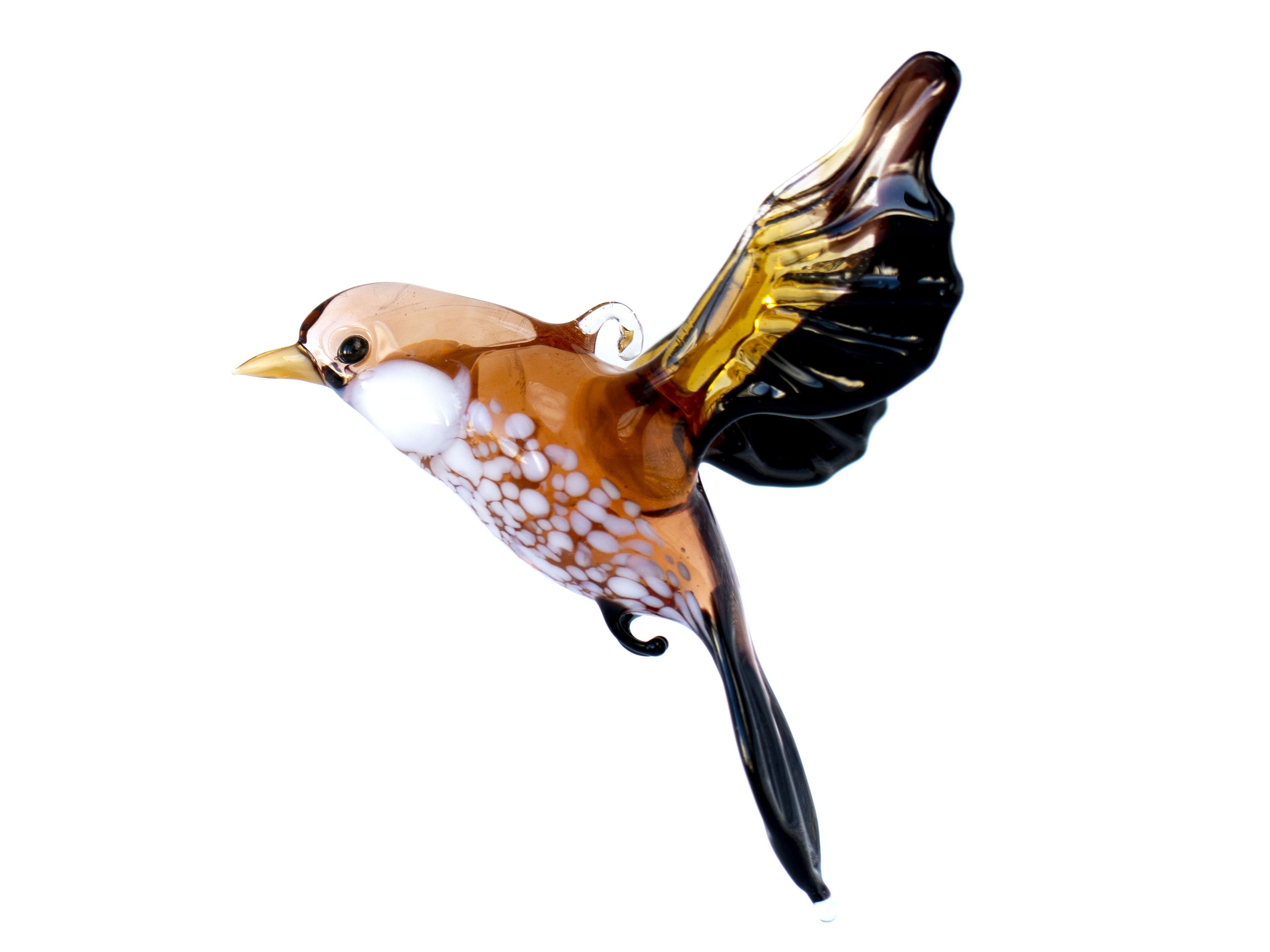 Blown Glass Art Handmade Animal Figurine Brown Bird Sparrow Blown Glass Art Handmade Animal Figurine Brown Bird Sparrow
