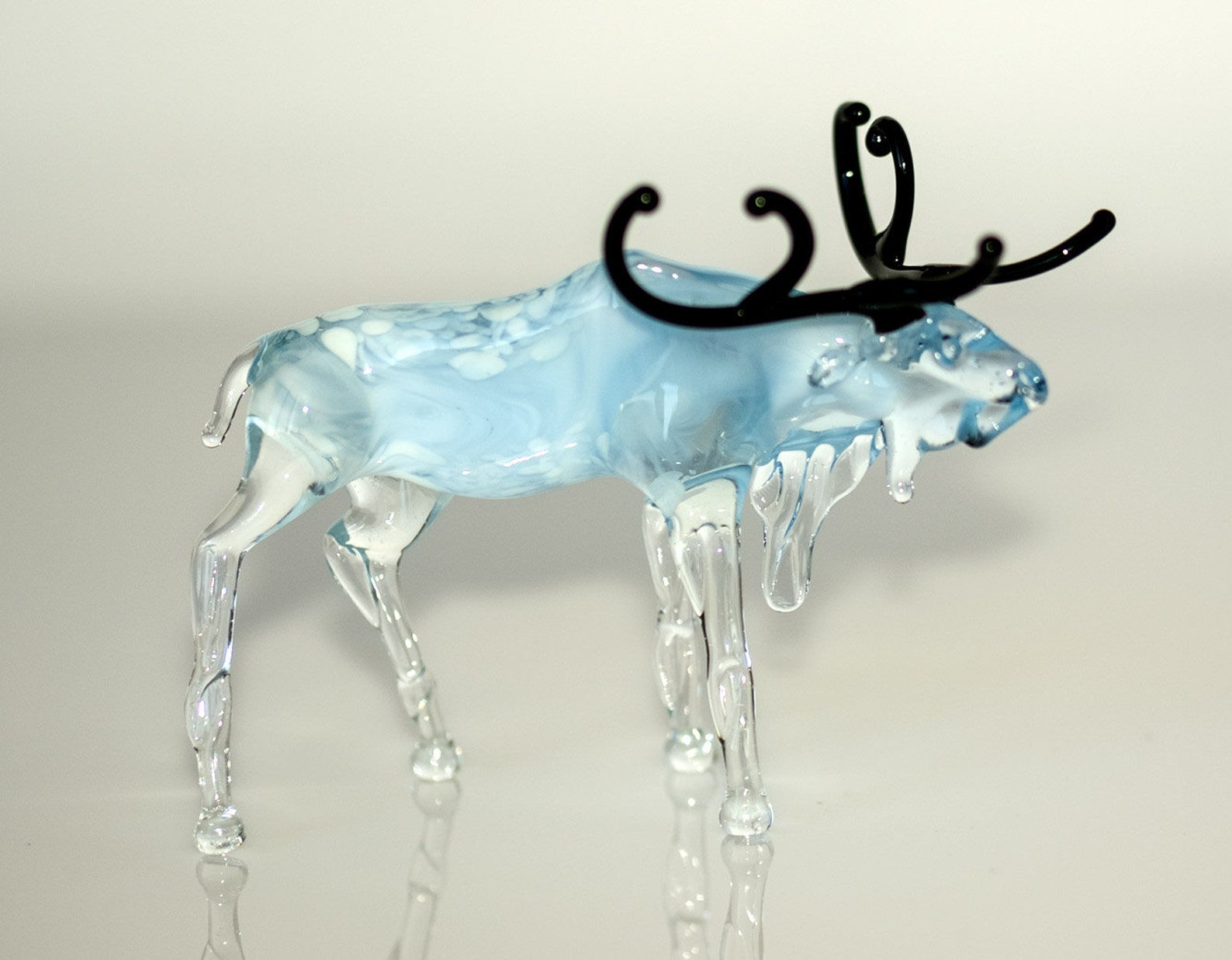 Glass Elk Figurine Collectible Realistic Wild Animal Statuette Etsy