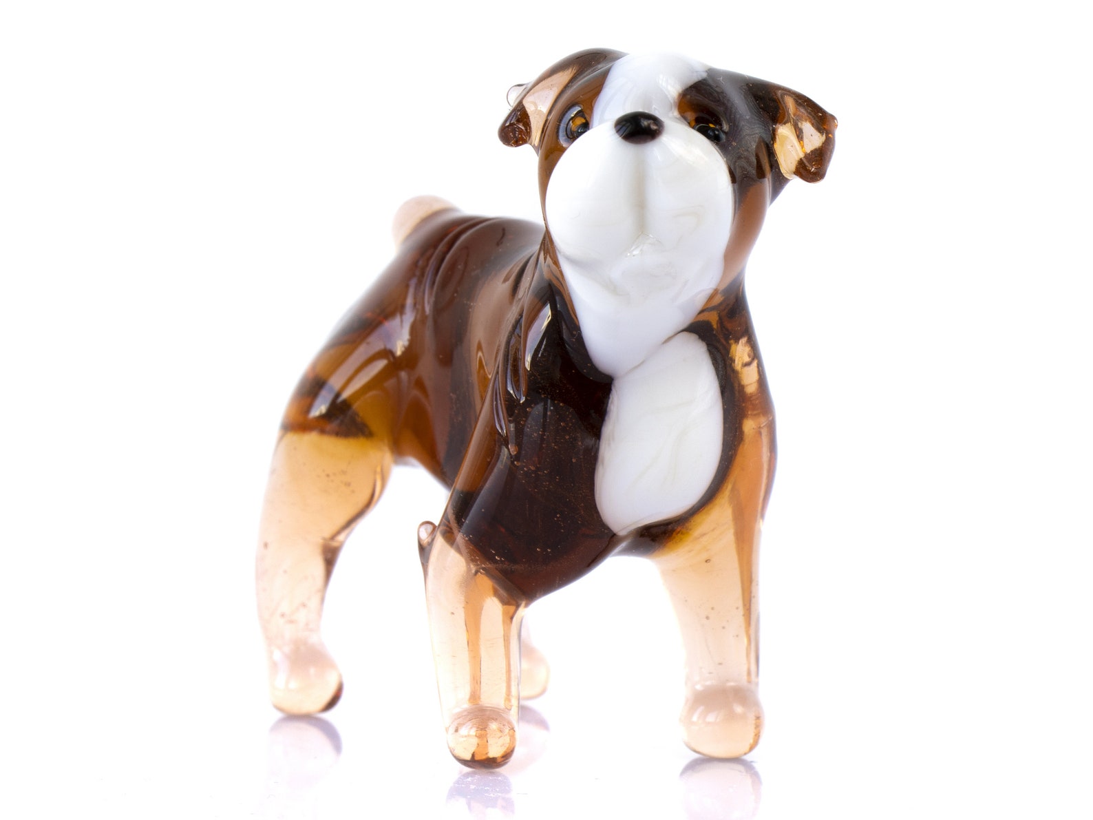 Glass English Bulldog Figurine Miniature dog sculpture art Etsy