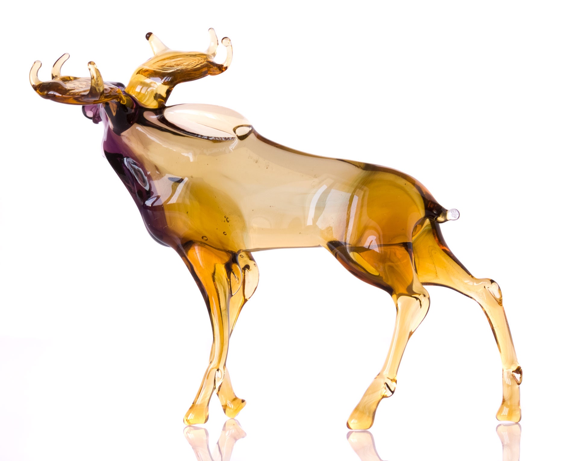 Glass Elk Figurine Collectible Realistic Wild Animal Statuette Etsy