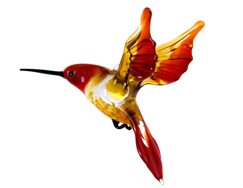 Glass Hummingbird Figurine Blown Glass Red Hummingbird Etsy