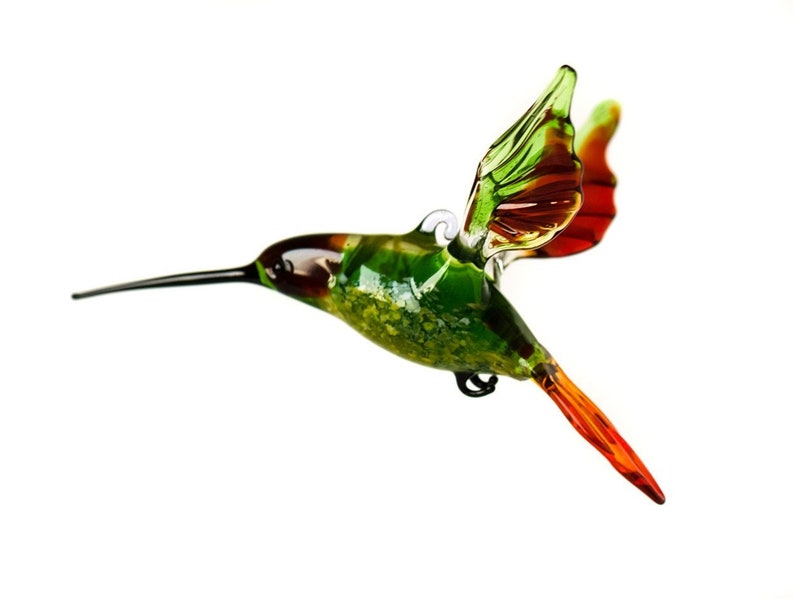Blown Glass Hummingbird Figurine Colibri Glass Home Decor Etsy