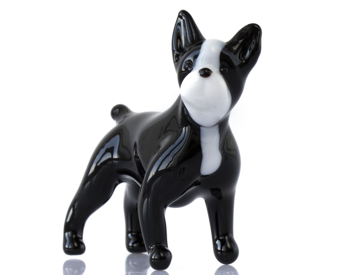 Glass French Bulldog Figurine Miniature dog sculpture art Etsy