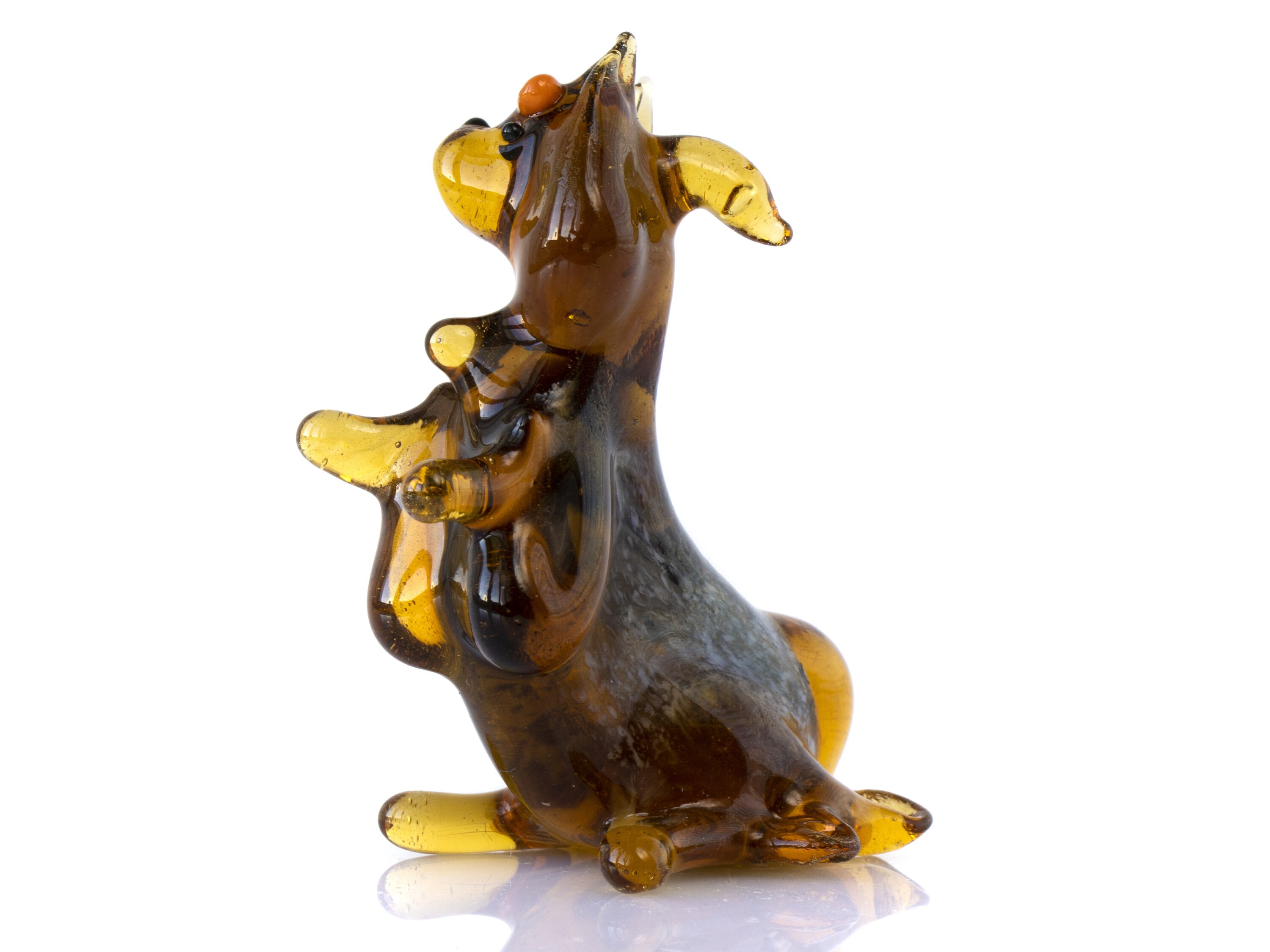 Handmade Blown Glass Dog Brown sitting Yorkshire Terrier Etsy