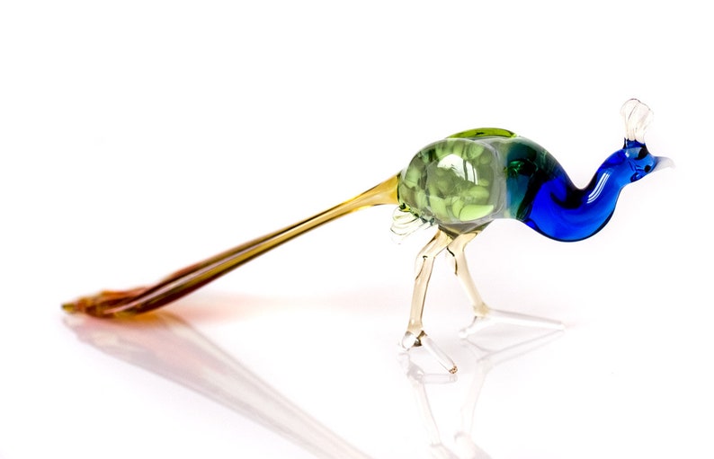 Art Peacock Sculpture Hand Blown Glass Collectible Figurine Etsy