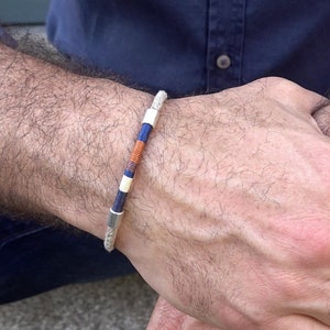 Nautical bracelet for men, Special mens bracelet jewelry, Everyday bracelet, Fathers day gift for him, Hemp and colorful weaving, Blue