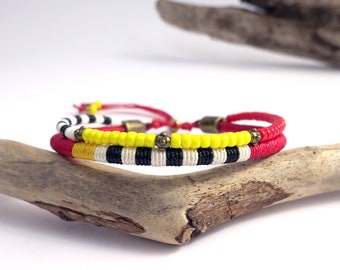 Men's Bracelet With Beads and Weaving in Ethnic and Urban Style