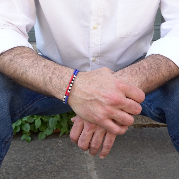 Men's Genuine Black Leather Bracelet with Stainless Steel Clasp by Philip  Jones Jewellery