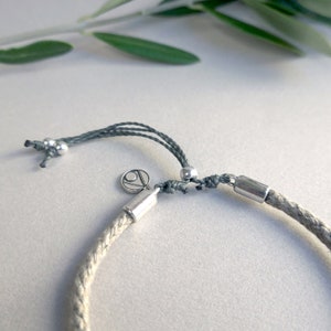Rope bracelet men adjustable size. Soulful elegant birthday gift for men. Handmade woven bracelet of hemp and linen. Valentine gift for him image 8
